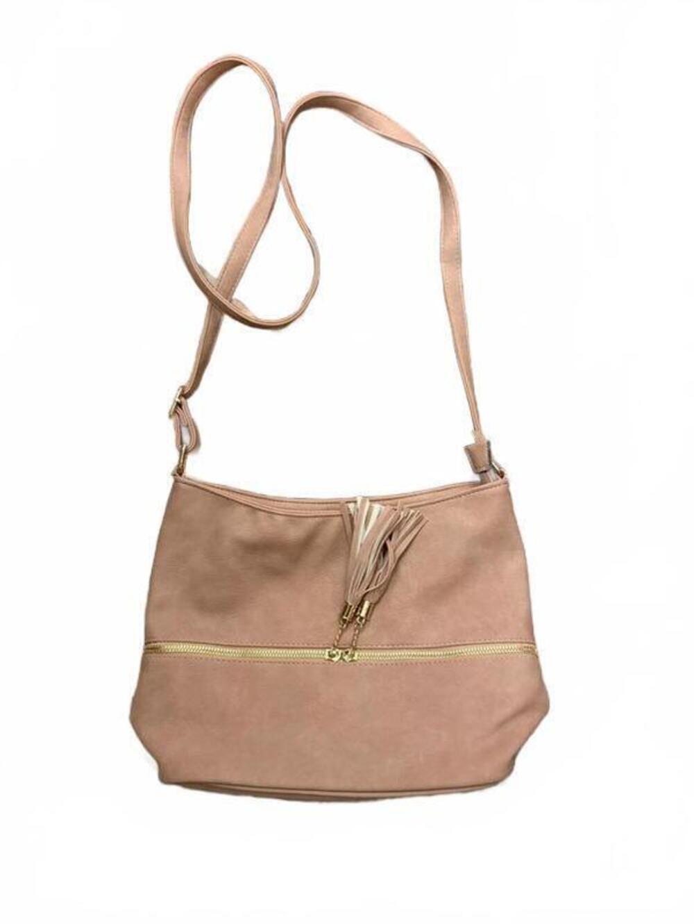 Noir Tassel Crossbody Purse in Light Pink